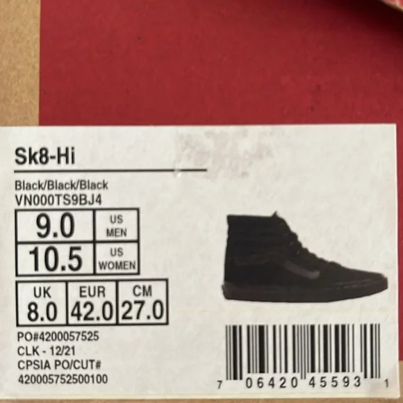 Vans Sk8 Hi Sz 9 - Picture 7 of 7